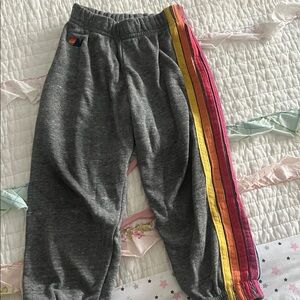 Kids Grey Sweatpants with Rainbow Side Stripes